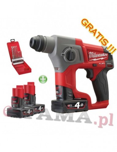 Milwaukee M12 CH-402C Akum. Młoto-Wiertarka SDS-Plus (2 x 4.0Ah) + trzeci akumulator GRATIS