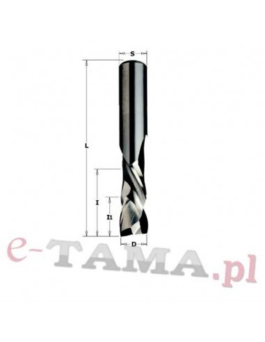 CMT Frez spiralny VHM pozytyw i negatyw D-8mm l-32mm l1-7mm L-80mm Z-2+2 S-6mm Typ.190