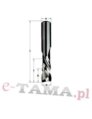 CMT Frez spiralny VHM pozytyw i negatyw D-9,52mm l-28,6mm l1-7mm L-76,2mm Z-2+2 S-6,35mm Typ.190