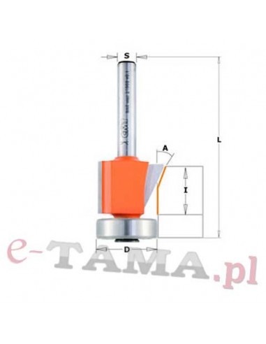 CMT Frez do ukosowania z łożyskiem A-0°-25° D-19-24,5mm I-16(10+6)mm L-56,5mm Z-2 S-6mm Typ.707.210