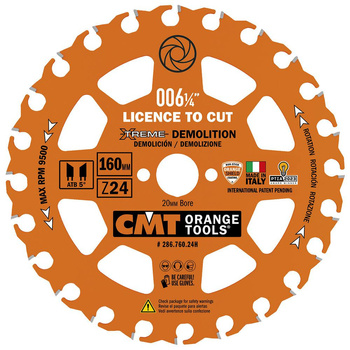 CMT Tarcza tnąca do drewna z gwoździami 190x30 mm 24Z 286.790.24M