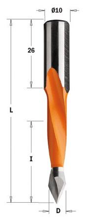 CMT Wiertło przelotowe standardowe D-12,7mm I-35mm L-70mm S-10x26mm Obroty Lewe Typ.314
