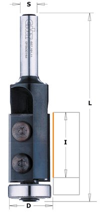 CMT Frezy proste na płytki wymienne z dolnym łożyskiem I-30mm D-19mm L-87mm S-12,7mm Typ.657.1