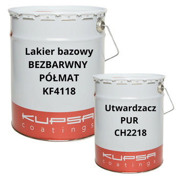 KUPSA KF4118 Zestaw lakier bazowy poliuretanowy KF4118 z utwardzaczem - Komplet gotowy do użycia Twardy na schody BEZBARWNY MAT