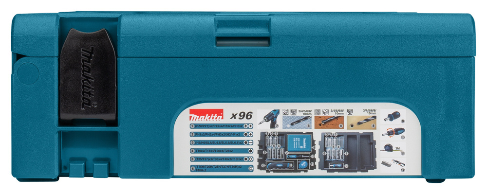 Zestaw wierteł i bitów Makita B-49725 spakowany w walizkę Makpac