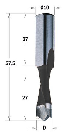 CMT Wiertło Xtreme krótkie nieprzelotowe D-5mm I-27mm L-57,5mm S-10x27mm Obroty Prawe Typ.310.41