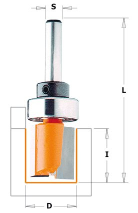 CMT Frez prosty z górnym łożyskiem 16 mm trzpień 8 mm RH Z2 911.160.11B