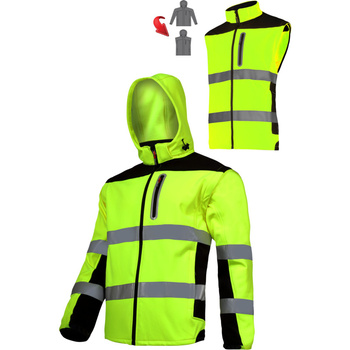 Lahti Pro SOFTSHELL ostrzegawczy z odpinanymi rękawami żółty rozmiar S CE