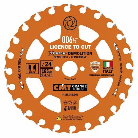 CMT Piła 165 mm tarcza do cięcia drewna z gwoździami 286.765.24H