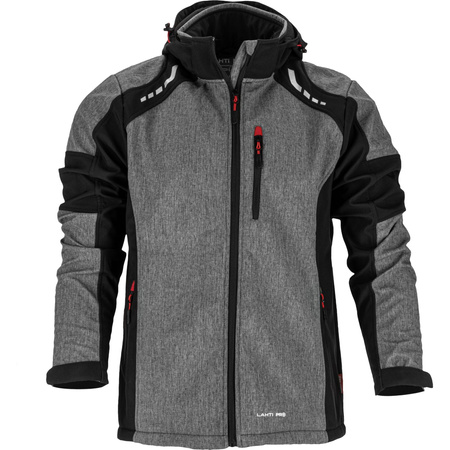 Lahti Pro Kurtka SOFTSHELL z kapturem szaro-czarno-czerwony rozmiar 3XL CE