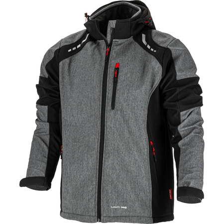 Lahti Pro Kurtka SOFTSHELL z kapturem szaro-czarno-czerwony rozmiar XL CE
