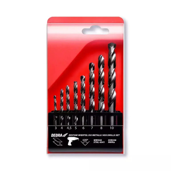 DEDRA Zestaw 8 wierteł do metalu;HSS 4341;135° 4;4,5;5;6;7;8;10mm