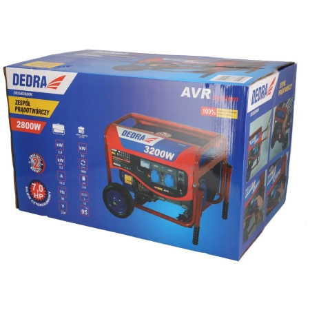 Agregat prądotwórczy, generator DEDRA DEGB3600K moc max. 3,2kW, 3200W, moc 2,8kW 2800W, miedziane uzwojenie silnika