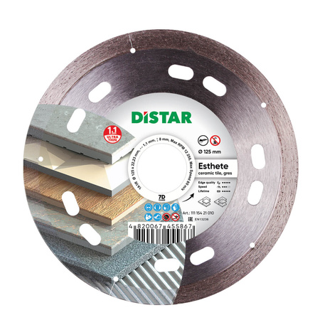  Distar Tarcza diamentowa 125 mm 1A1R 125x1,1x8 ciągła Esthete