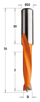 CMT Wiertło nieprzelotowe długie D-6,5mm I-35mm L-70mm S-10x30mm Obroty Lewe Typ.311