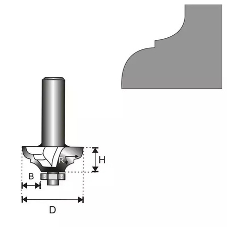 Frez klasyczny II DEDRA 07F183C łożyskowany, T12, D38,4 H17,5 R6,35 B12,7mm