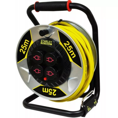 Przedłużacz bębnowy 25m STANLEY 4 gniazda 3x2,5mm 16A z uziemieniem, IP44