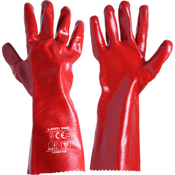 Lahti Pro Rękawice PVC długie czerwone L240210P opakowanie 12 par rozmiar 10 CE
