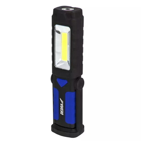 DEDRA Latarka 3W COB LED+1W LED, podłużna z podstawą, z bateriami