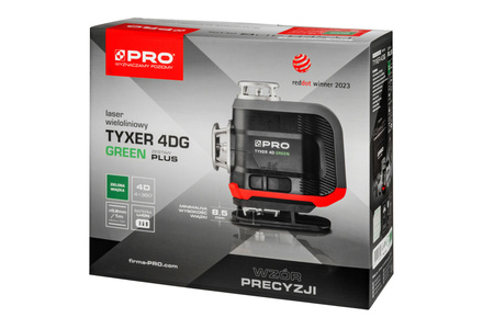 Laser płaszczyznowy zielony PRO TYXER 4DG ZESTAW PLUS