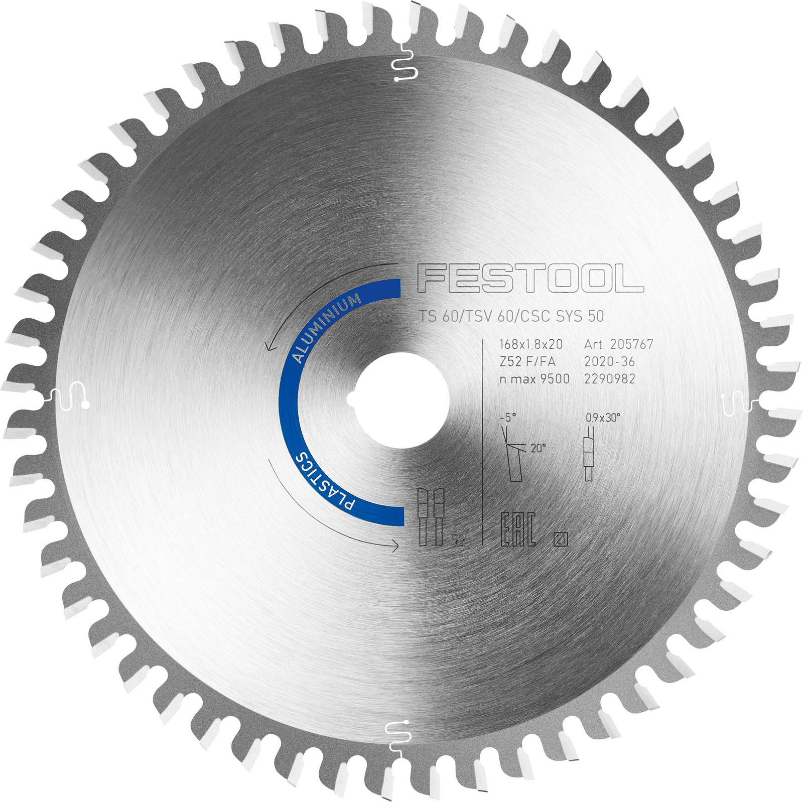 [Image of Tarcza pilarska ALUMINIUM/PLASTICS HW 168x1,8x20 F/FA 52]