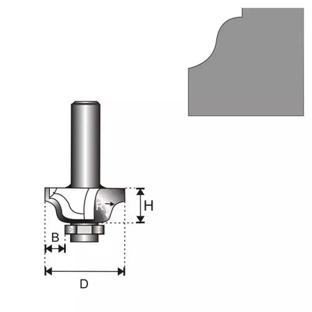 Frez esownica rzymska DEDRA 07F191B łożyskowany, T8, D25,7 H9,7 R3,17 B6,35mm
