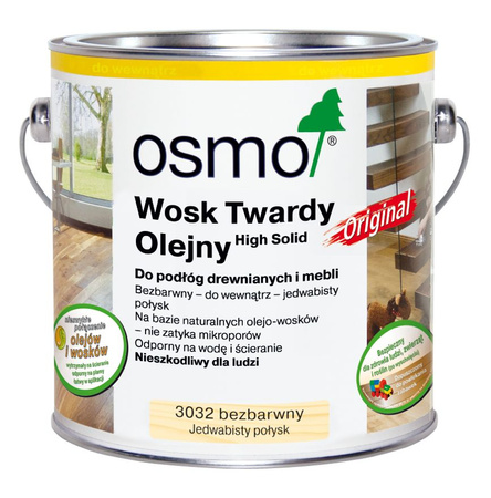 Osmo Wosk twardy olejny 3032- bezbarwny jedwabisty połysk 0,75L
