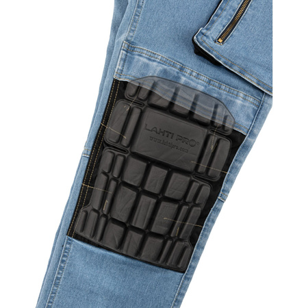 Lahti Pro Spodnie jeansowe jasnoniebieskie STRETCH ze wzmocnieniami rozmiar 2XL CE