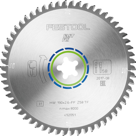 Festool Tarcza pilarska HW 190x2,6 FF TF58 ALUMINIUM/PLASTICS
