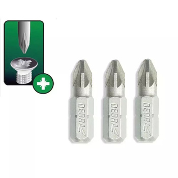 DEDRA Końcówki wkrętakowe Pozidriv PZ1x25mm, 3szt blister