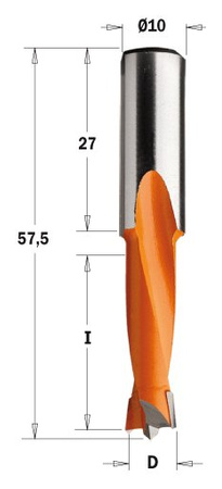 CMT Wiertło nieprzelotowe krótkie D-14mm I-27mm L-57,5mm S-10x27mm Obroty Lewe Typ.310