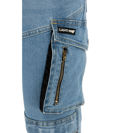 Lahti Pro Spodnie jeansowe jasnoniebieskie STRETCH ze wzmocnieniami rozmiar 2XL CE