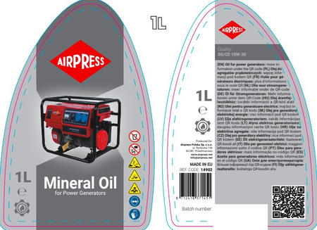 Airpress olej do agregatu prądotwórczego 1l do agregatów prądotwórczych z silnikiem czterosuwowym