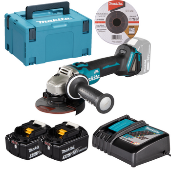 Makita Akumulatorowa szlifierka kątowa LXT 125mm 18V DGA504RTJ z akumulatorami 2x5,0Ah i ładowarką