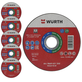 Wurth Tarcza do cięcia stali INOX 125 x 1mm 5 sztuk