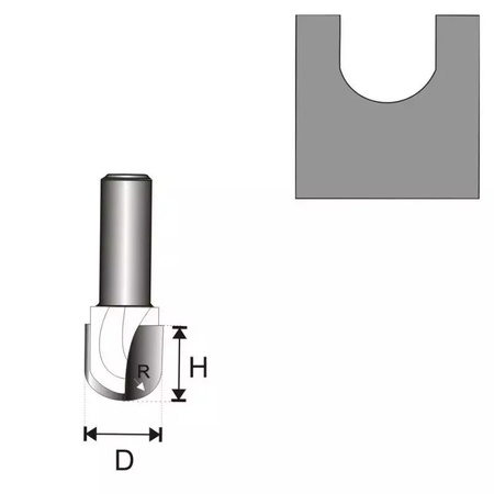 DEDRA Frez rowkujący U T8 D6,35 H15,5 R3,17mm