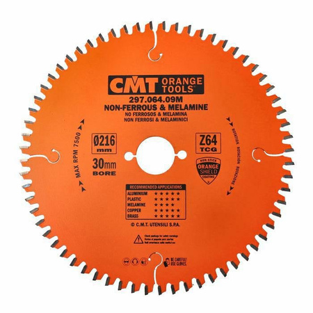 CMT Piła do materiałów nieżelaznych oraz płyt laminowanych 216mm(30) Z-64 Typ.296-297