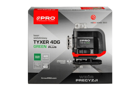 Laser płaszczyznowy zielony PRO TYXER 4DG ZESTAW PLUS