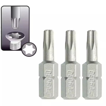 DEDRA Końcówki wkrętakowe Torx T15x25mm, 3szt blister