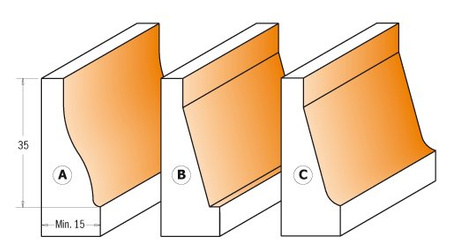 CMT Frez do płycin pionowych PROFIL B D-38mm I-38mm T1-15fi·18mm L-76,2mm S-12mm Typ.990.6