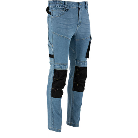 Lahti Pro Spodnie jeansowe jasnoniebieskie STRETCH ze wzmocnieniami rozmiar 3XL CE