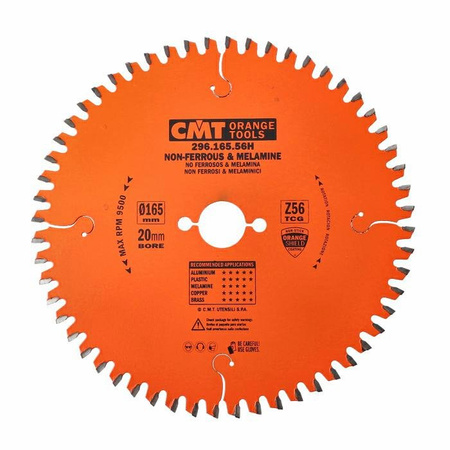 CMT Piła do materiałów nieżelaznych oraz płyt laminowanych 165mm(20) Z-56 Typ.296-297