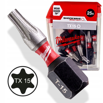  Bit udarowy Shockwave do śrub Torx, TX15 x 25 mm (1 szt.)