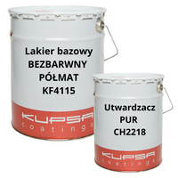 KUPSA KF4115 Zestaw lakier bazowy poliuretanowy KF4115 z utwardzaczem - Komplet gotowy do użycia Twardy na schody BEZBARWNY PÓŁMAT