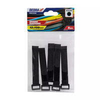 DEDRA Opaski rzepowe 16x210mm, czarne 10szt