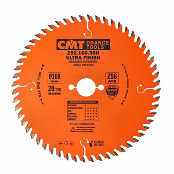 CMT Piła tarcza do laminatów drewna 160x20 56Z 292.160.56H pasuje do Festool TS 55