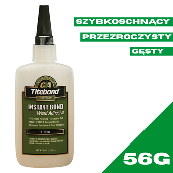 Titebond Instant Bond Wood Adhesive Rzadki Klej do drewna Szybkoschnący 56g